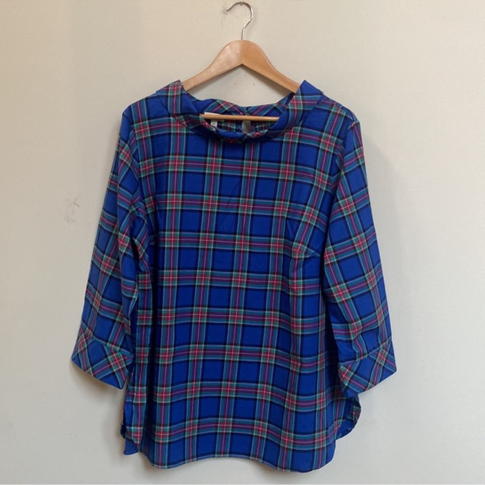 Talbots Blue Plaid Blouse
